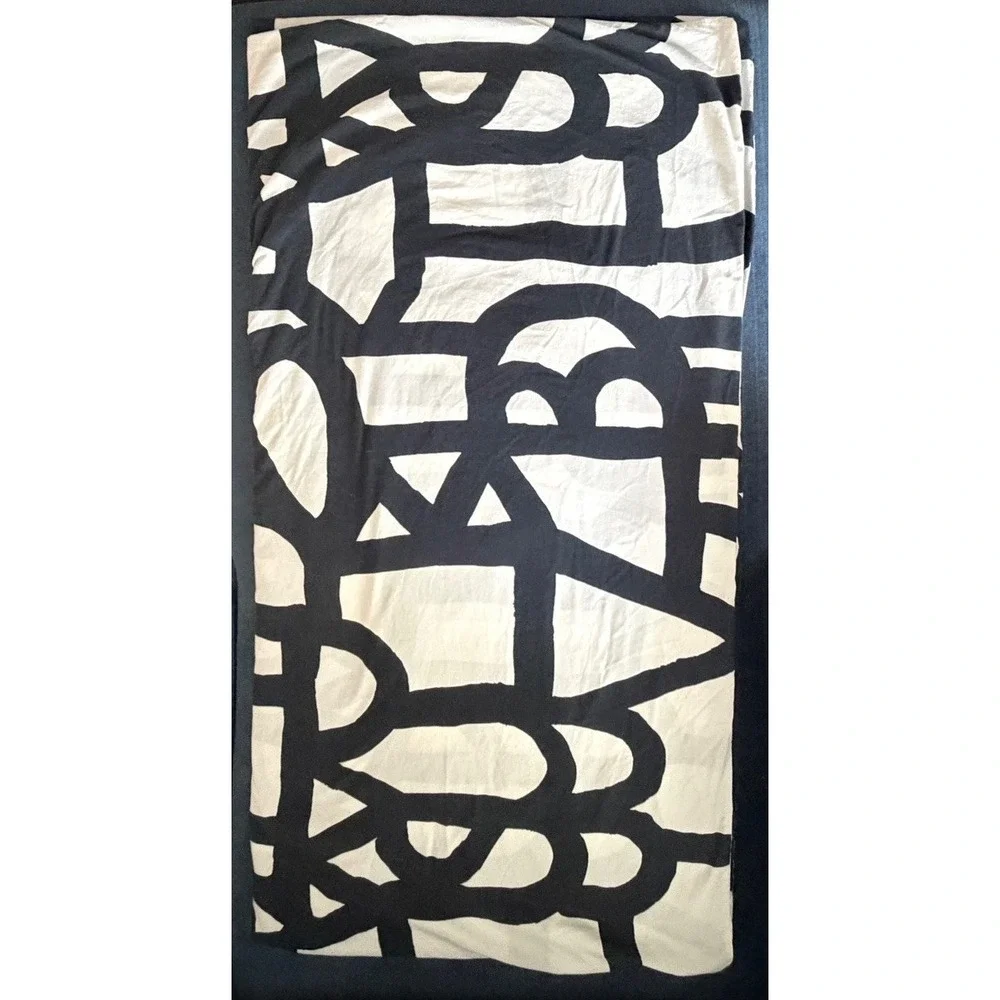 Vintage IKEA Skuggbracka Full Queen Duvet Cover Graphic Black White Reversible